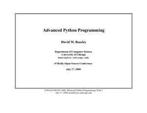 Advanced Python Programming by Beazley David M.