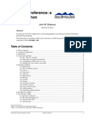 Tkinter 8.4 reference: a GUI for Python, 2010 by John W. Shipman