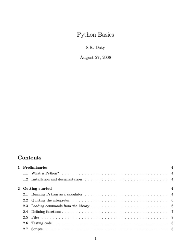 Python Basics, 2008, S.R. Doty
