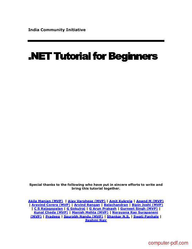 India Community Initiative .NET Tutorial for Beginners by Nachiket Hanmantga