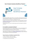 How To Easily Customize WordPress Themes? | BMN Infotech