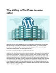 Why shifting to WordPress is a wise option