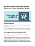 Wonderful WordPress Hosting | When It Comes to the Right Choice for a Website