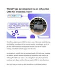 WordPress development is an influential CMS for websites; how?