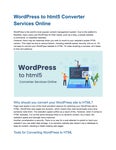 WordPress to html5 Converter Services Online
