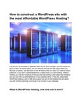 How to construct a WordPress site with the most Affordable WordPress Hosting?