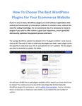 How To Choose The Best WordPress Plugins For Your Ecommerce Website