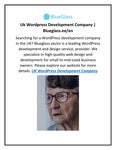 Uk Wordpress Development Company | Blueglass.ee/en