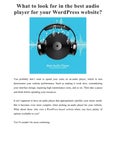 What to look for in the best audio player for WordPress